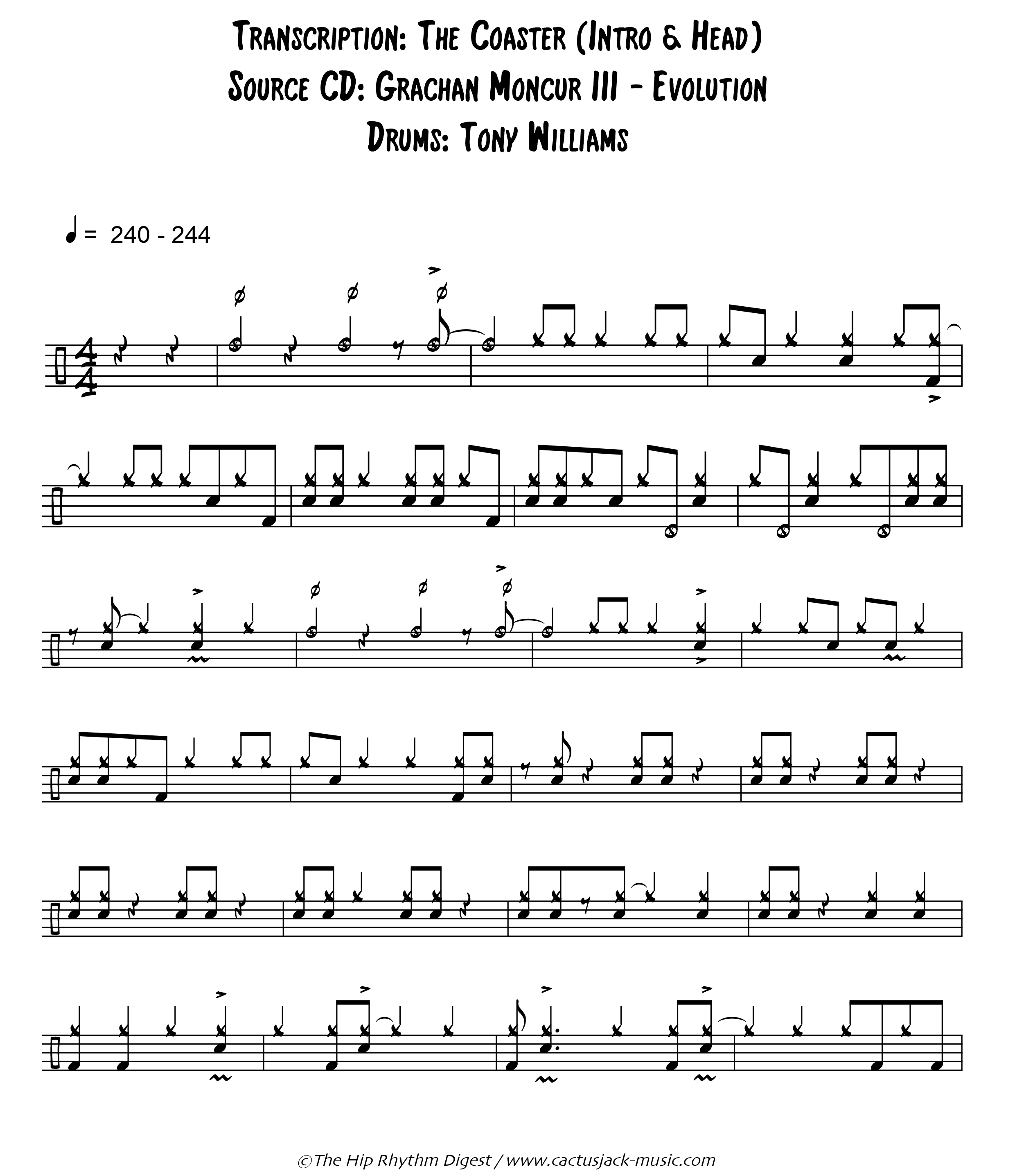 Tony Williams The Coaster Intro & Head page1